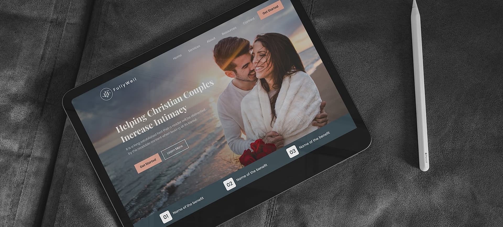 Fully Well web design on tablet sitting on a bed light Case Study Image (1)